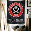 Custom Name Sheffield United FC Wall Tapestry Aesthetic Wall Hanging Printed Fabric Blanket Decorative Tapestries for Bedroom Living Room Home Decor