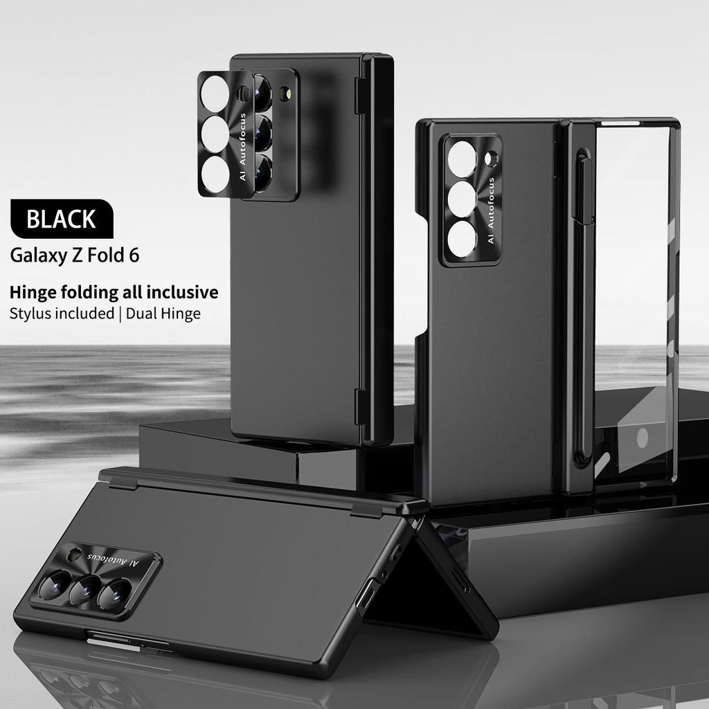 Compatible Samsung Z Fold7/6 Case with Dual Hinge Pen Slot, Pen Shell Film, Full Coverage, and Drop-proof Protection.