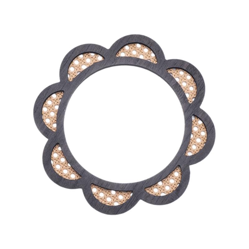 Flower Shaped Woven Rattans Wall Mirrored Round Makeup Mirrored for Entryways X3UC