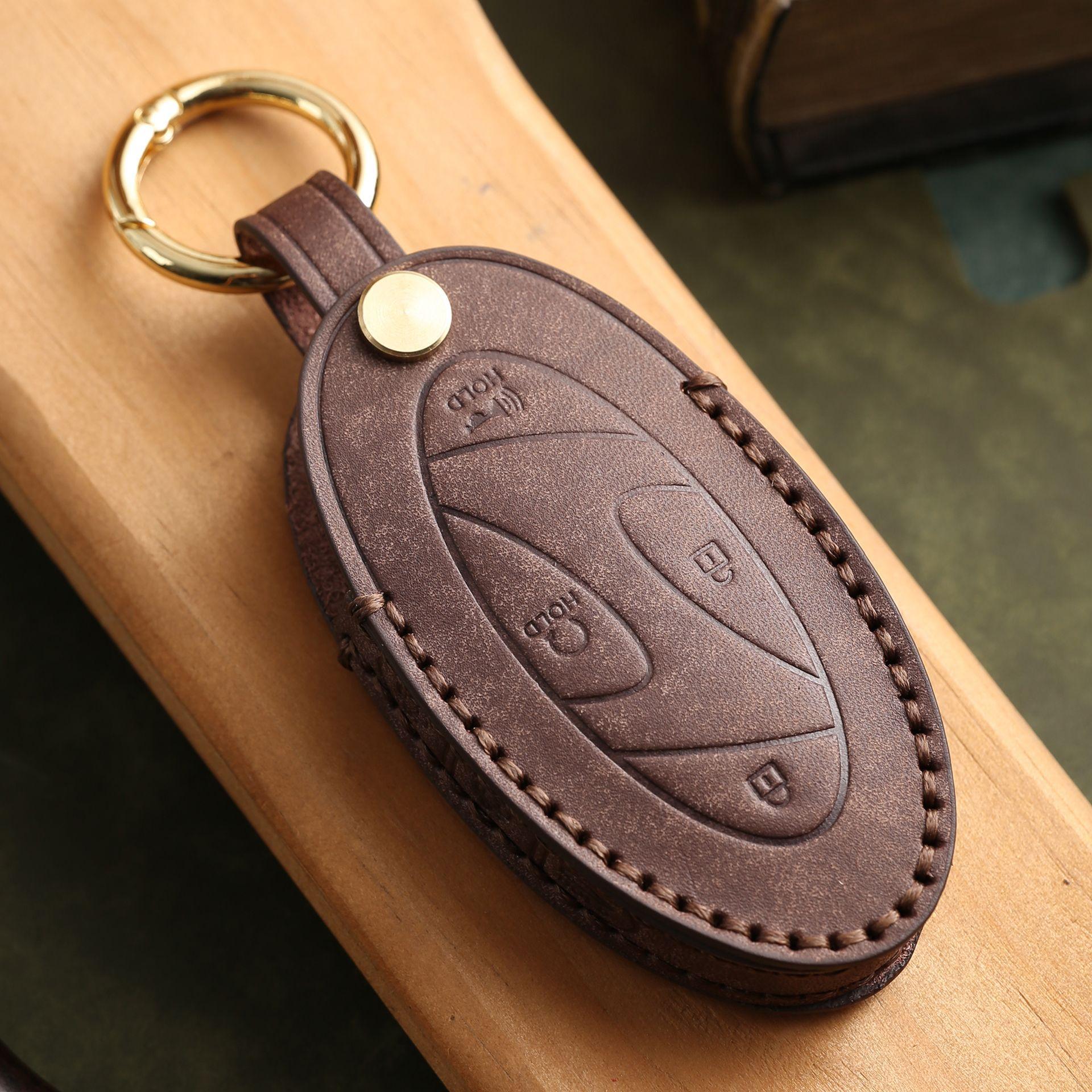 

Индивидуализированный чехол для ключей подходит для корейского Hyundai Motor, это высококачественный защитный чехол ручной работы, чехол-кольцо из натуральной коровьей кожи для ключей. коричневый