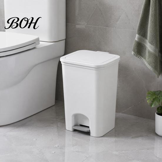 White And Gray Trash Can Pedal Can, with Dual-mode Lid, Easy Access Garbage Household Foot Operated Bin Odor-proof Slim Solid Color Waste Basket, for