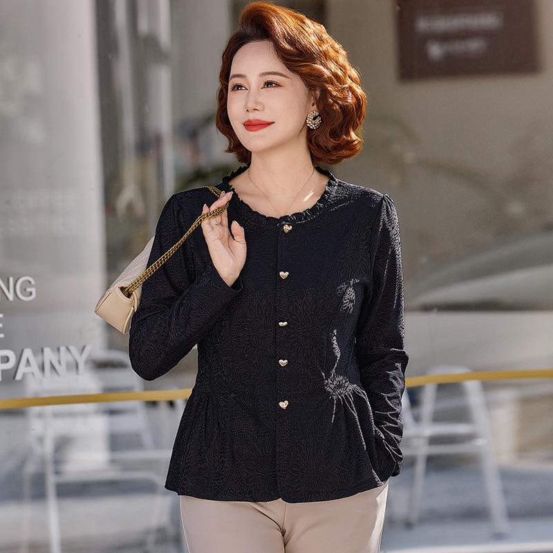 

Spring 2026 Fashion: Long-Sleeved Plain T-Shirt for Middle-Aged & Elderly Women - Age-Defying Base Layer XL чорний