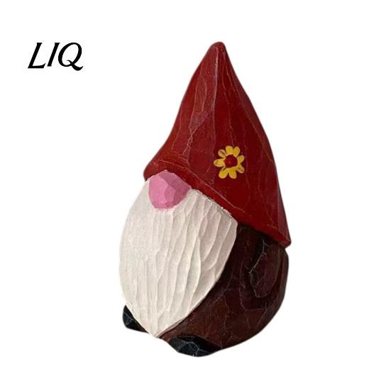 Rustic Farmhouse Gnome Ornament Wood Carved Figurine, Faceless Dwarf Statue, Seasonal Statue Handmade Mini Sculpture for Christmas Party Decoration