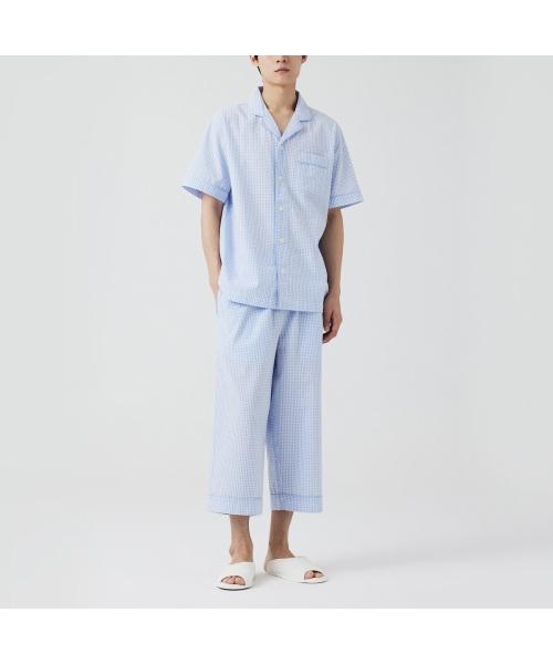 [JAJU] Men's Cotton Seersucker 3/4 Pajama Set [Shipped from Korea] 100% Authentic