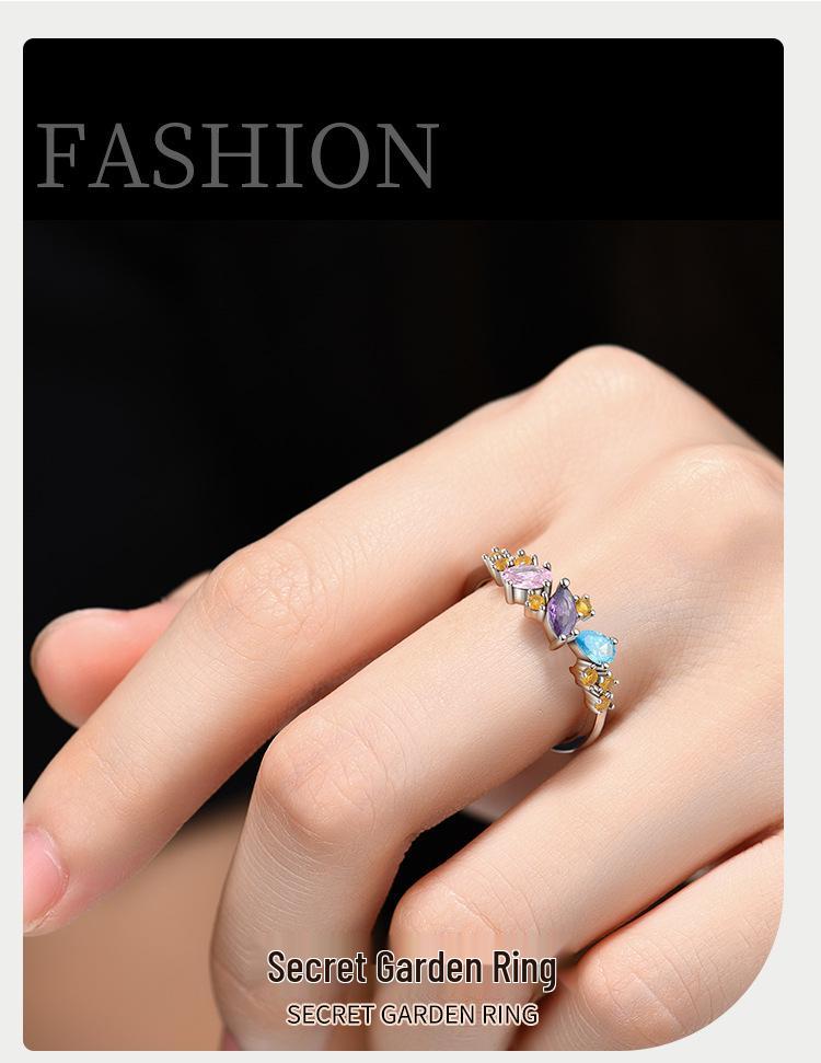 Women's S925 Sterling Silver Zircon Fashion Ring with Cross-border Design