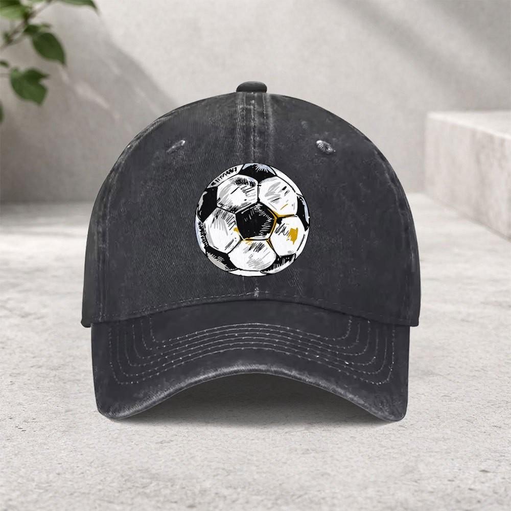 Soccer Graffiti Baseball Cap Washed Cotton Adjustable Outdoor Sports Vintage Style for Unisex Women