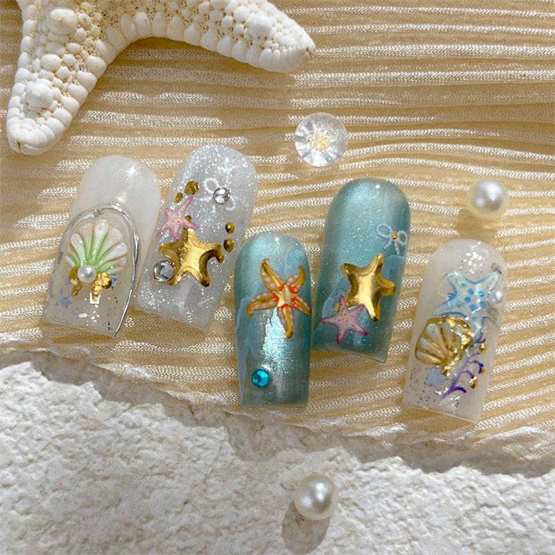 Summer 3D Beach Ocean Nail Art Stickers Shell Starfish Sticker Clams Conch Coral Sea Nail Decoration Manicure Salon Decals Diy