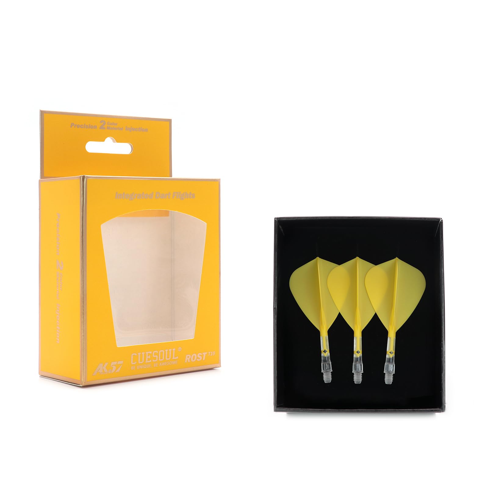 

CUESOUL ROSTAK57 T19 Series Mixed Shaft Integrated Kite Shape Set of 3 Two-Tone Dual-Material Flights, Series, (Yellow) CS-AK57FZ7S
