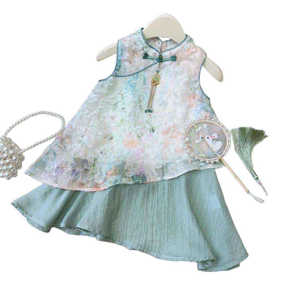 Ärmelloses Sommerkleid im Hanfu-Stil für Mädchen, bestickt - CM1208