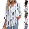Women's Casual Floral Print V-Neck Three-Quarter Sleeve Blouse for Spring and Summer
