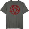 Gothic Red Inverted Pentagram Graphic Tee for Wicca Enthusiasts