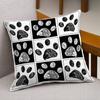 1Pc Pet Paw Print Checkerboard Throw Pillow Cover, Suitable For Sofa, Bedroom, Living Room, A Heartwarming Gift For Dog Lovers.