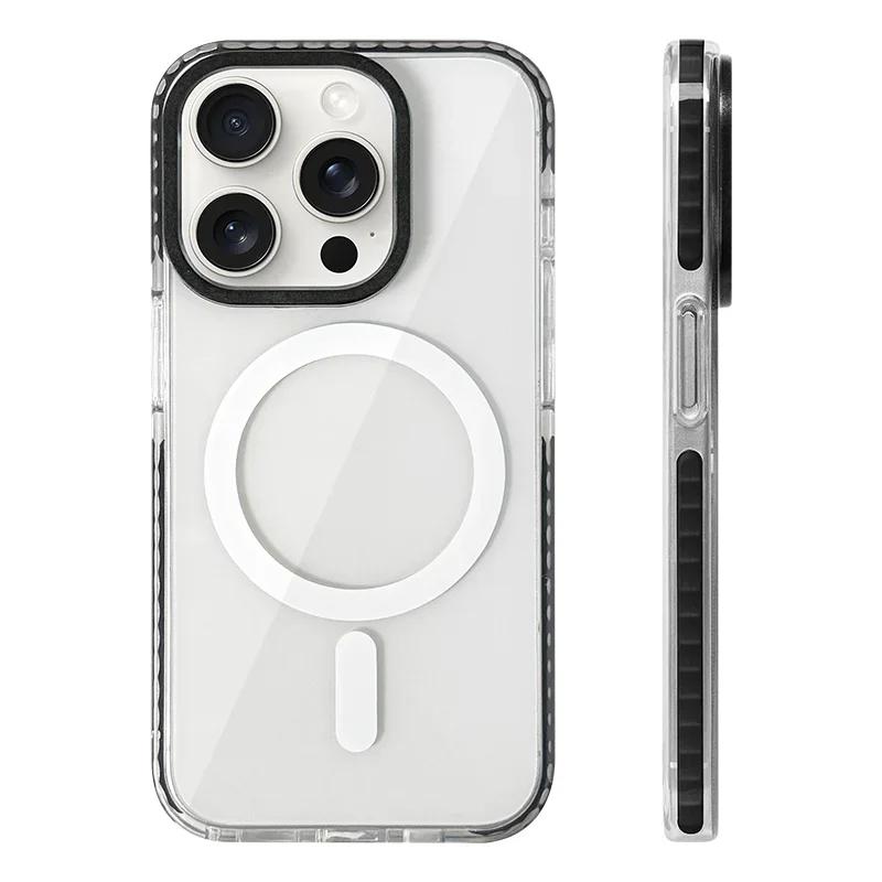 Transparent Neon Color MagSafe Phone Case for iPhone 17 15 16 Pro Max 13 14 12 11 Wireless Charging Soft Silicone Bumper Cover