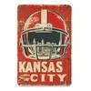 Vintage Kansas City Chiefs Football Helmet Metal Wall Art Sign 12x8 Inch Retro Home Decor Weatherproof Outdoor