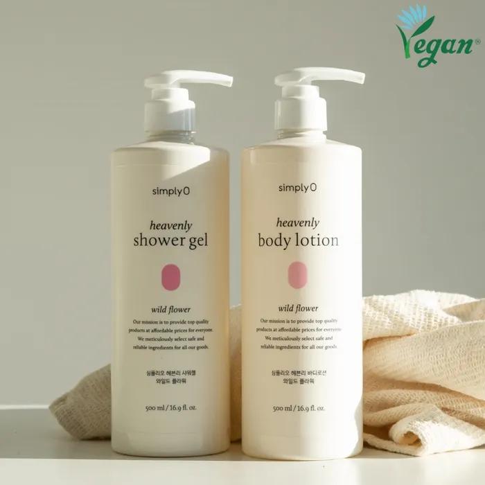 Heavenly mild acidic body lotion 500ml + shower gel 500ml, 2 scents, refreshing without stickiness
