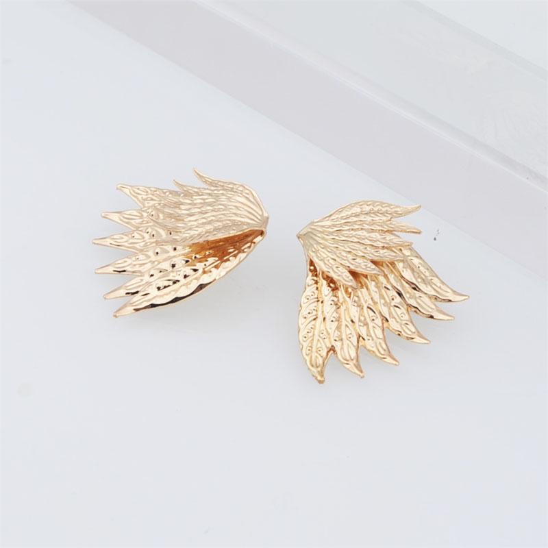 2025 New In Angel Wings Bohemian Gold Color Metal Small Earrings for Women Double Layers Wings Ear Zircon Femme Orecchini