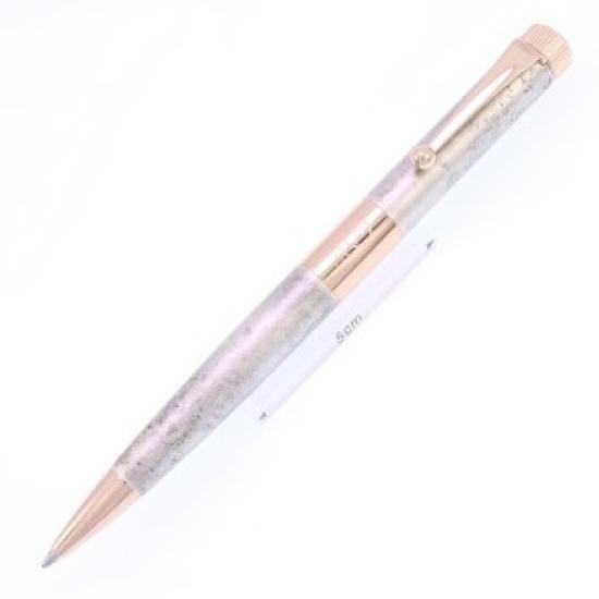 

USED ITOYA Ballpoint Pen ROMEO No.3 Slim Silver Pattern Apricot Gold рожевий