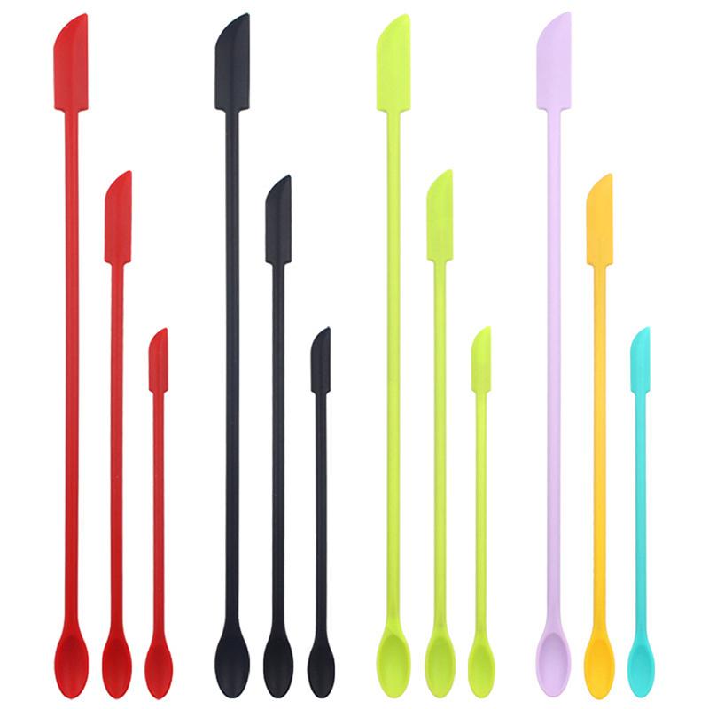 3Pcs Lengthened Silicone Scraper Double-Head Cosmetic Jam Deep Bottle Scraper Mini Spatula Set For Kitchen Storage Jar Use
