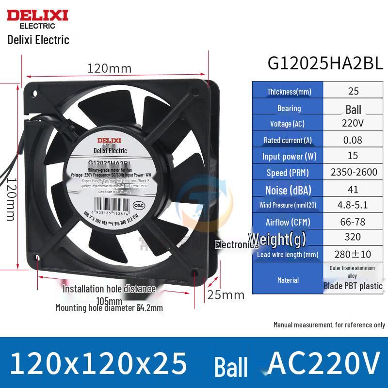 Delixi Axiallüfter 220V für Industrieschränke und Schweißmaschinen, 24V DC Kühlventilator.
