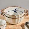 New Double-Ear Ceramic Soup Bowl - 10-Inch Underglaze Large Noodle Bowl for Chinese Household