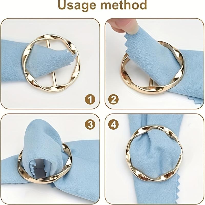 4er-Pack Elegante Schalring-Clips - Zinklegierung Metall Runde Hemd-Clip-Schnallen für Krawatten, Kleider und Schals, Modeaccessoire für Frauen