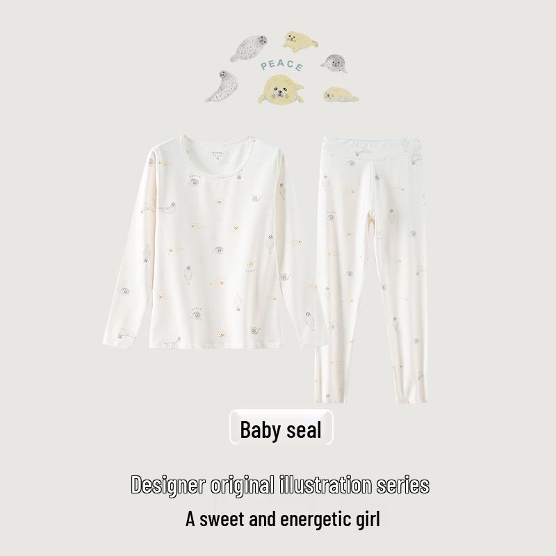 

Женский комплект термобелья из хлопка с симпатичным принтом - Осенняя коллекция M