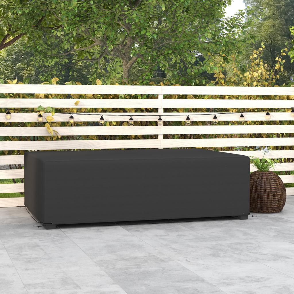 Outdoor Garden Furniture Cover Waterproof, Anti-UV 600D Heavy Duty Oxford Fabric Patio Furniture Cover for Rectangular Sofa Table Set, Black