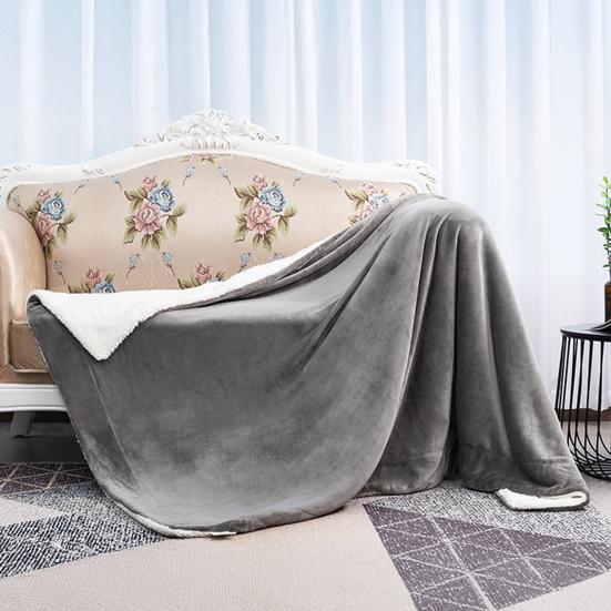 Flannel Blanket Thickened Double Layer Comfortable Touch Blanket Elastic Edge Winter Warm Plush Sofa Throw Blanket