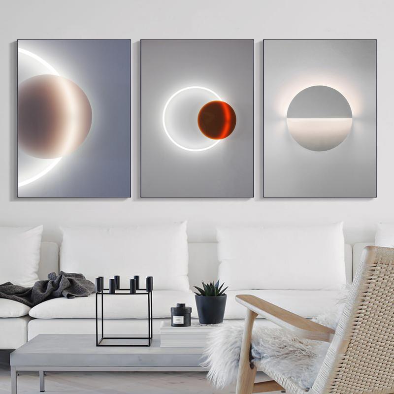 Abstraktes Leinwandgemälde, quadratisch, rund, Wandkunst, Poster und Druck, Wandbild für Wohnzimmer, Schlafzimmer, Dekor, skandinavische Poster