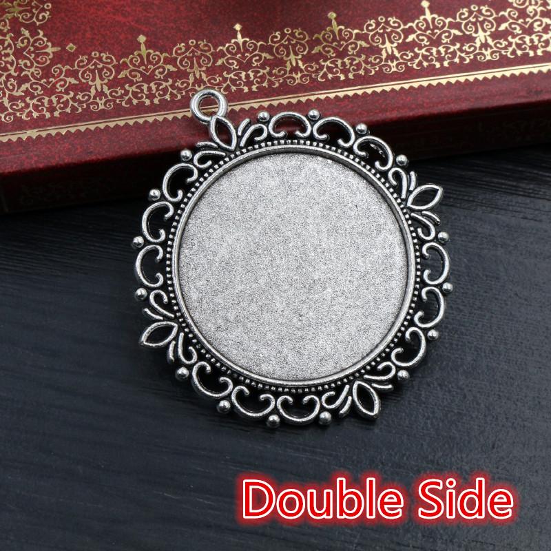 5pcs 35mm Inner Size Bronze Antique Silver Plated Cabochon Blank Base Setting Charms Pendant DIY Jewelry Findings