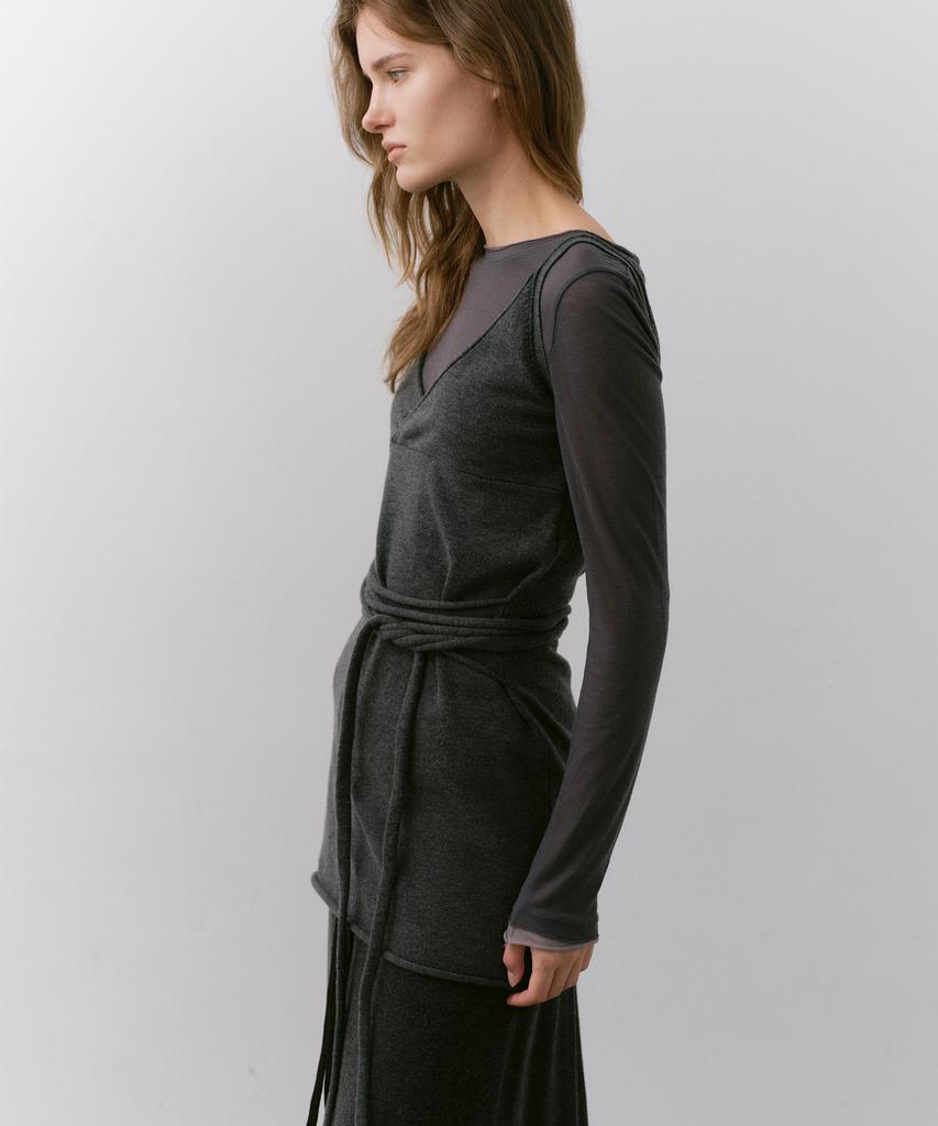 CACELE Raw Cut Strap Dress, Charcoal