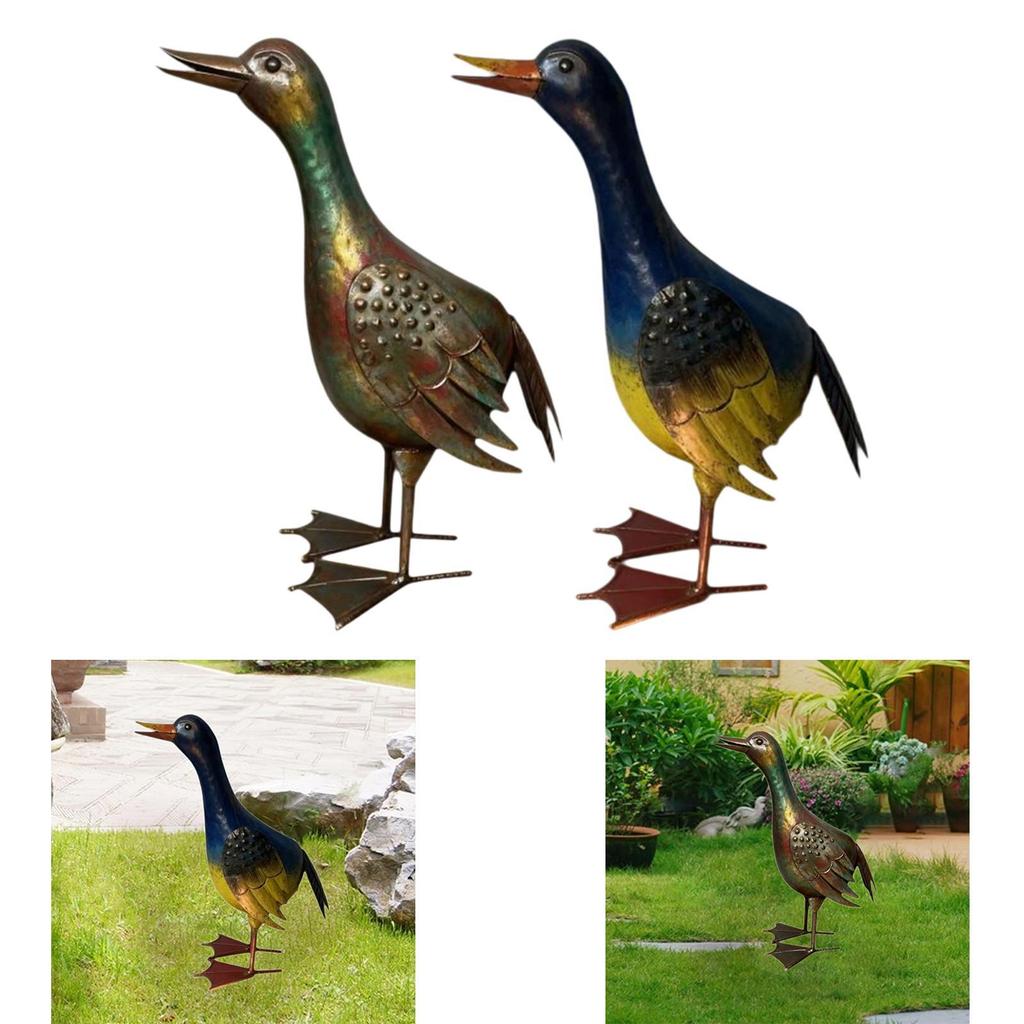 Vintage Metal Duck Garden Sculpture Realistic Bird Art Statue Outdoor Decorative Ornament for Yard Decor