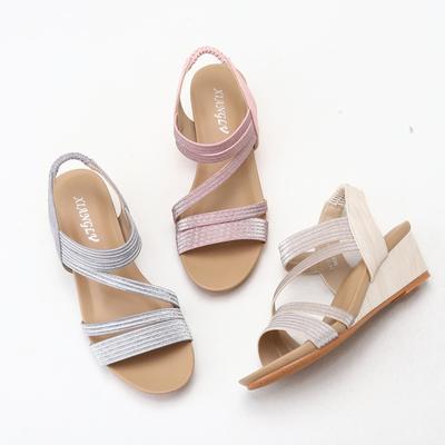 Women's Wedge Sandals Soft Soled Simia Roman Shoes Waterproof Platform Line with Roman Shoes