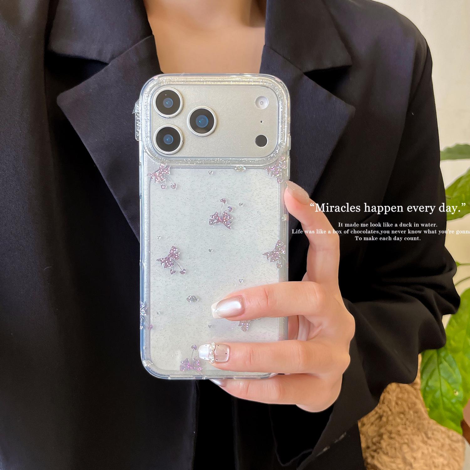 Luanjin IMD Purple Bow Case for iPhone 17 Pro/16 Pro Max/15 Pro Max iPhone 15 Pro
