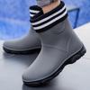 Unisex Mid-Calf Waterproof Rain Boots: Non-Slip, Wear-Resistant Rubber Shoes for Outdoor, Kitchen, Car Wash & Sports. Pull-On Style.