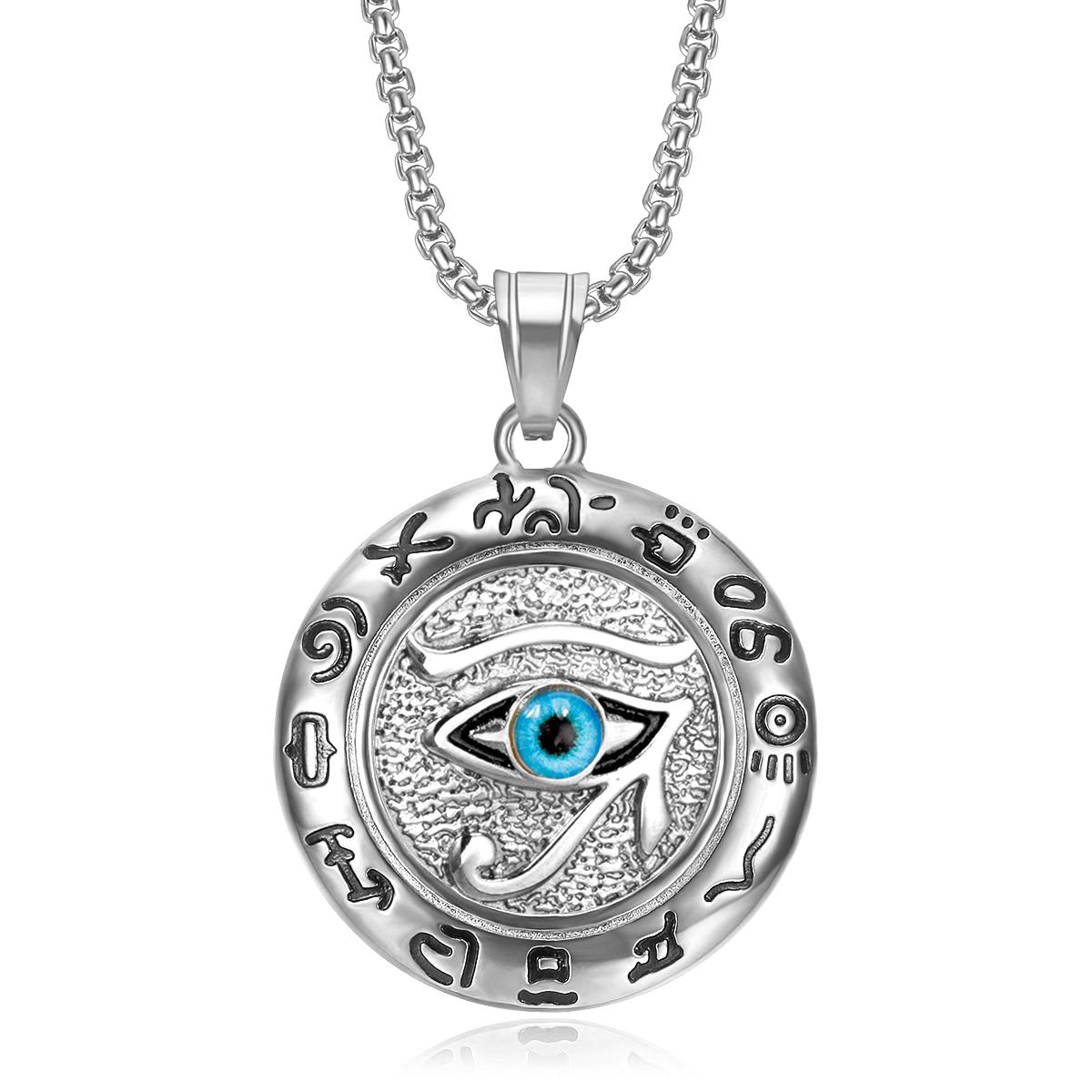 

Египетский Глаз Гора Кулон Золотой Серебряный Цвет Нержавеющая Сталь Круглый Ожерелье для Мужчин Женщин Древний Египет Украшения Подарок 2025 50cm
