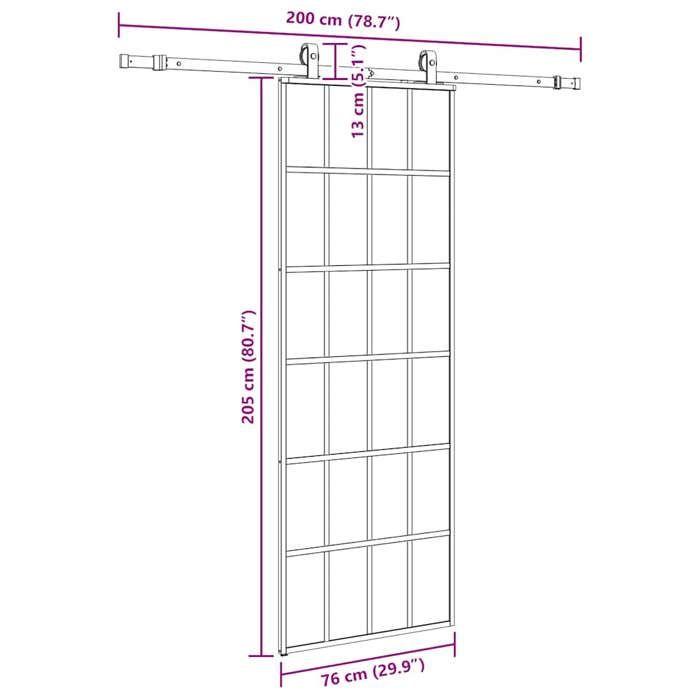 VidaXL Porte coulissante kit de quincaillerie noir 76x205 cm verre ESG, porte intérieure, porte de grange intérieure, porte 3375853