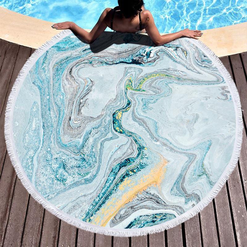 Round Printed Beach Towel Microfiber Shawl Beach Towel Beach Mat