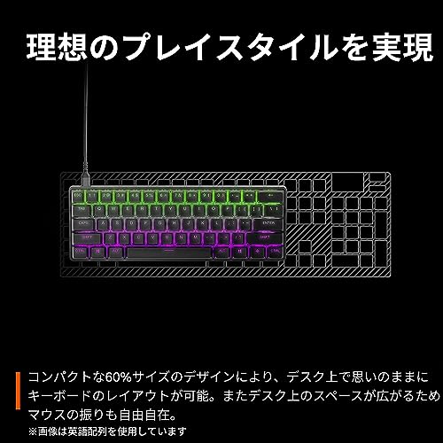 SteelSeries Apex Pro Mini JP Wired Gaming Keyboard with Rapid Triggers, Japanese Layout, OmniPoint Switches, 2-in-1 Action Keys, Black (Product Number