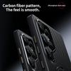 For Samsung Galaxy S25 Ultra Magnetic Case PC+TPU Phone Cover Ring Holder Carbon Fiber Texture
