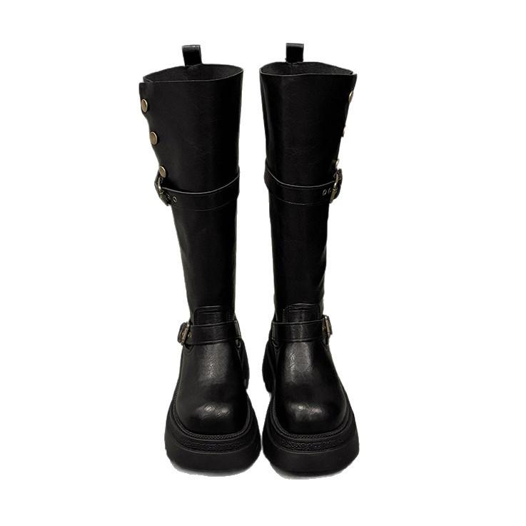 Western cowboy wasteland wind long high boots children 2025 autumn and winter new thick-soled piling boots two wear knight boots