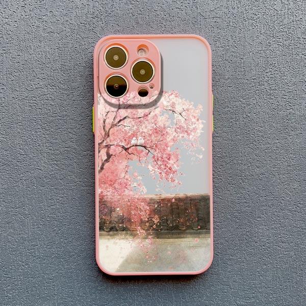 Rosa Pfirsichblüten Handyhülle für iphone 15 14 13 12 Pro Max Mini 11 16 14 Plus XR XS X 7 8 Plus SE 2020 Blumen Rückseite Funda Capa