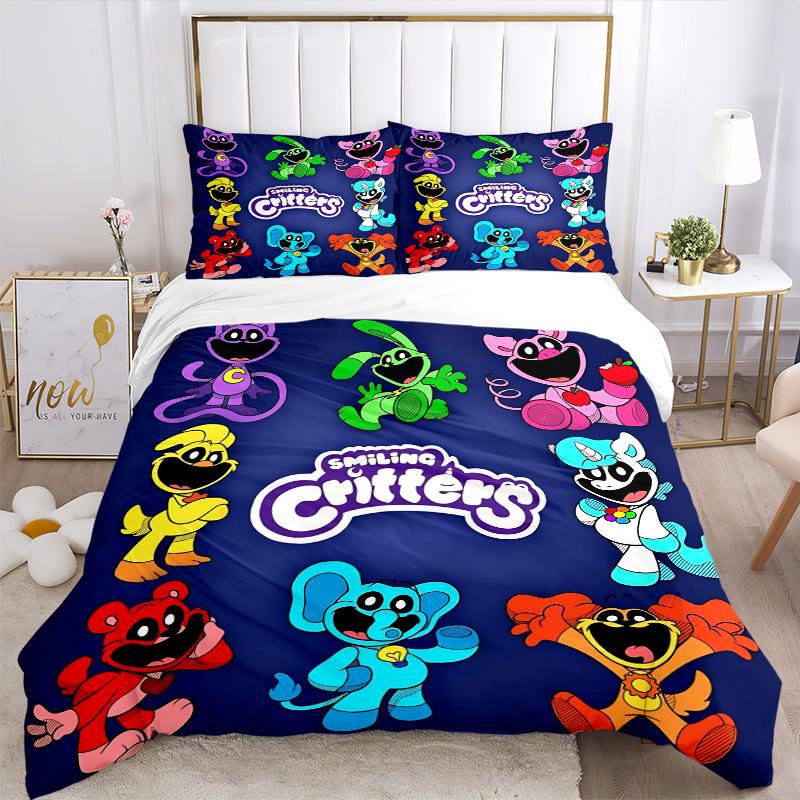 Happy Critter Friends Print 3Pcs Bedding Setduvet Cover With 2 Bedropillowcase Home Birthday Gift