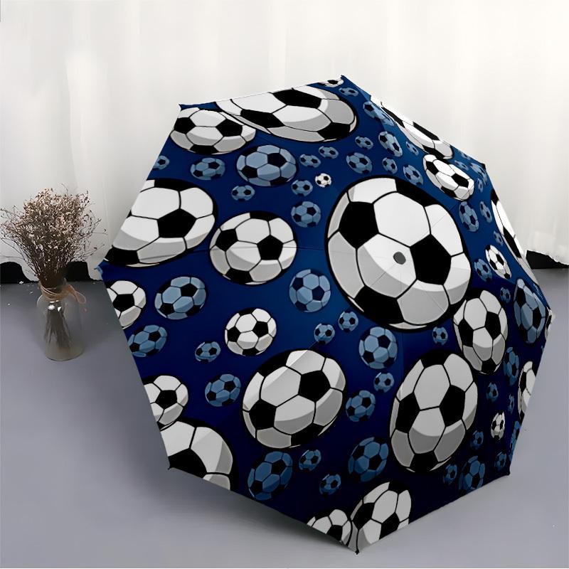 1pc Soccer Balls Pattern Automatic Open/Close Umbrella with Folding Feature Compact Travel Umbrella, Lightweight Design, for Commuting045