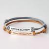 Engraved Titanium Steel & Leather Bracelet with Adjustable Wax Rope