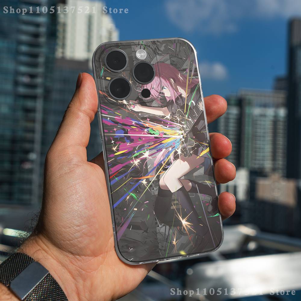 B-Bocchi-the-Rock Anime Phone Case For iPhone 17,16,15,14,13,12,11 Pro,Max,Plus,X,XS,XR,SE4,E Mini Transparent Soft Cover