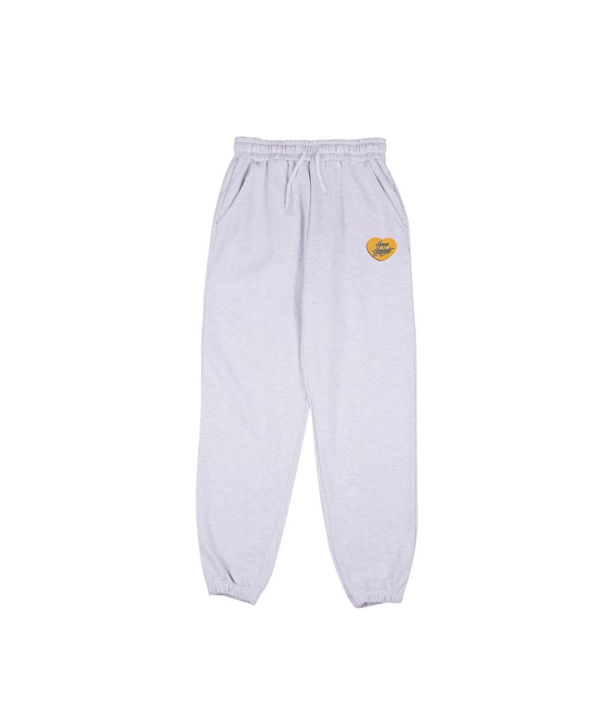 CREAM SODA LAB Human Highlight Heart Jogger Pants Light Gray Yellow