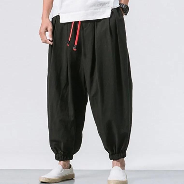 Мужские повседневные брюки из хлопка и льна M