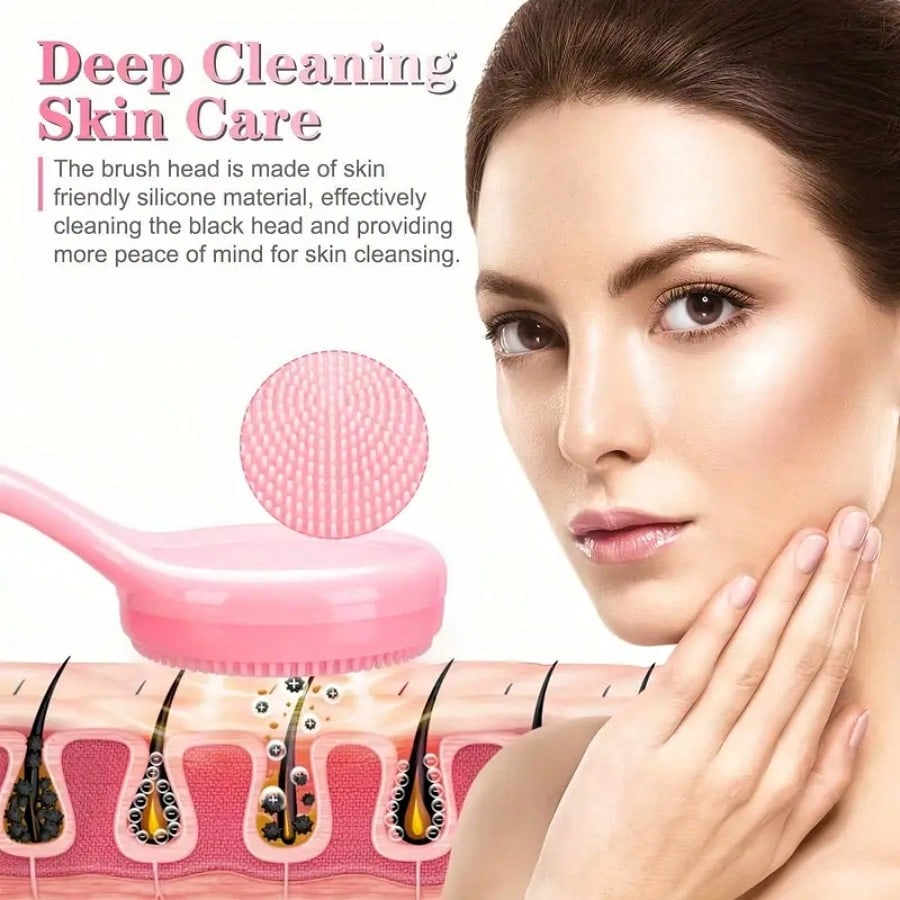 1pc Facial Brush Silicone Facial Cleansing Brush Manual Skin Silicone Exfoliating Brush Handheld Face Scrubber Reusable Facial Cleansing Brush