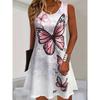 Women's Elegant Butterfly Print Sleeveless Dress Vibrant Black Butterfly Hem Suitable For All Seasons From Casual To Formal Wear